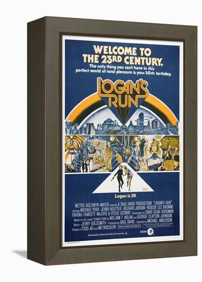 LOGAN'S RUN, Australian Poster, bottom from left: Michael York, Jenny Agutter, 1976-null-Framed Stretched Canvas