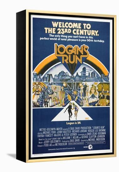 LOGAN'S RUN, Australian Poster, bottom from left: Michael York, Jenny Agutter, 1976-null-Framed Stretched Canvas