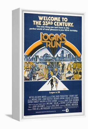 LOGAN'S RUN, Australian Poster, bottom from left: Michael York, Jenny Agutter, 1976-null-Framed Stretched Canvas