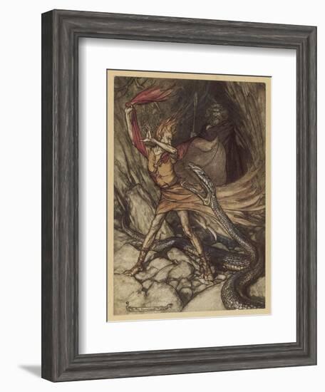 Loge and Alberich-Arthur Rackham-Framed Art Print