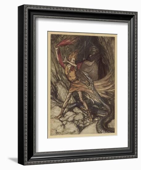 Loge and Alberich-Arthur Rackham-Framed Art Print