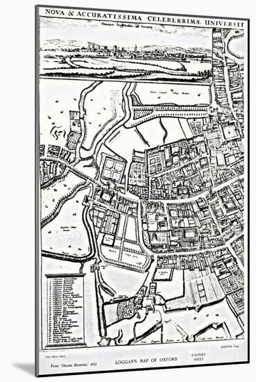 Loggan's Map of Oxford, Eastern Sheet, from 'Oxonia Illustrated', published 1675-David Loggan-Mounted Giclee Print