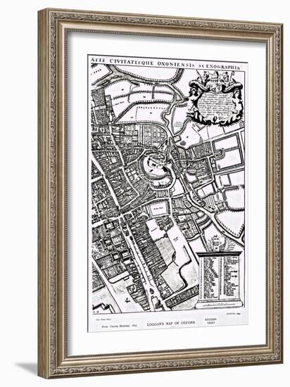 Loggan's Map of Oxford, Western Sheet, from 'Oxonia Illustrated', published 1675-David Loggan-Framed Giclee Print