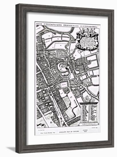 Loggan's Map of Oxford, Western Sheet, from 'Oxonia Illustrated', published 1675-David Loggan-Framed Giclee Print