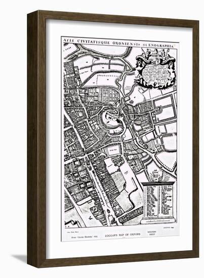 Loggan's Map of Oxford, Western Sheet, from 'Oxonia Illustrated', published 1675-David Loggan-Framed Giclee Print