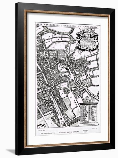 Loggan's Map of Oxford, Western Sheet, from 'Oxonia Illustrated', published 1675-David Loggan-Framed Giclee Print