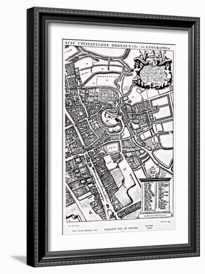 Loggan's Map of Oxford, Western Sheet, from 'Oxonia Illustrated', published 1675-David Loggan-Framed Giclee Print