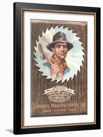 Logger on Circular Saw Blade-null-Framed Giclee Print