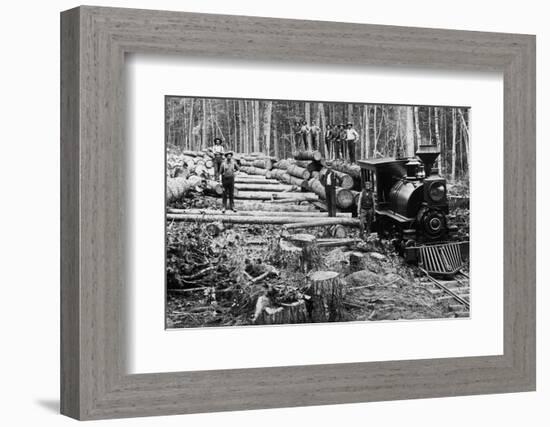 Loggers and Logging Locomotive-null-Framed Photographic Print