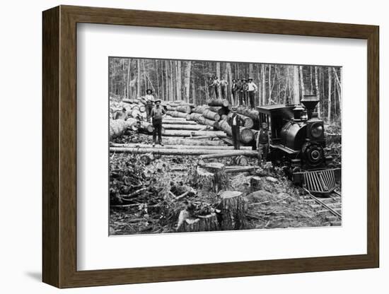 Loggers and Logging Locomotive-null-Framed Photographic Print