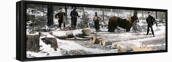 Loggers Using a "Go-Devil" Sledge in Minnesota, 1890s-null-Framed Premier Image Canvas