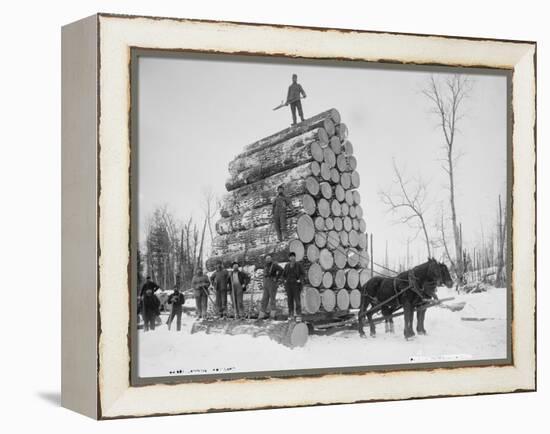 Logging a Big Load, Michigan, C.1880-99-null-Framed Premier Image Canvas