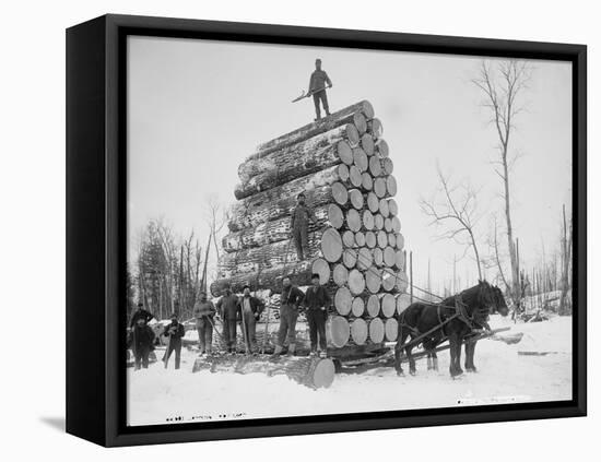 Logging a Big Load, Michigan, C.1880-99-null-Framed Premier Image Canvas