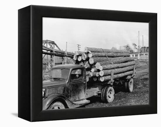 Logging Truck at Sawmill-R. Mattoon-Framed Premier Image Canvas