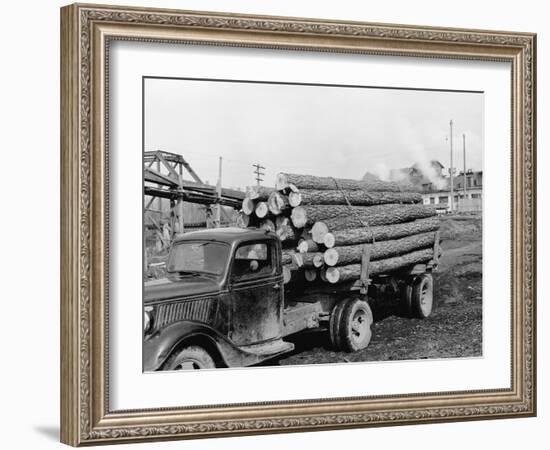 Logging Truck at Sawmill-R. Mattoon-Framed Photographic Print