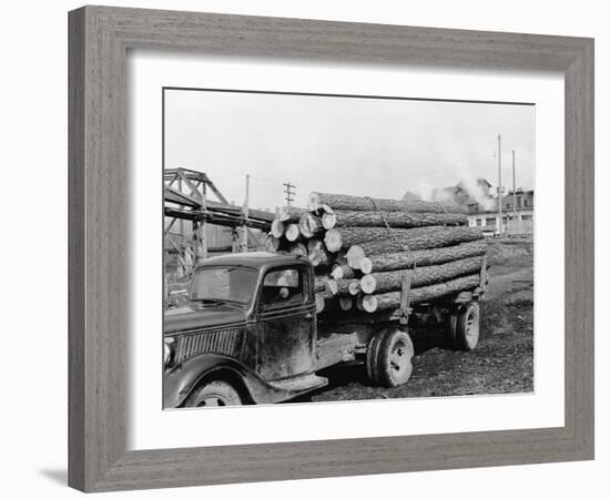 Logging Truck at Sawmill-R. Mattoon-Framed Photographic Print