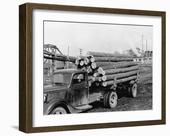 Logging Truck at Sawmill-R. Mattoon-Framed Photographic Print