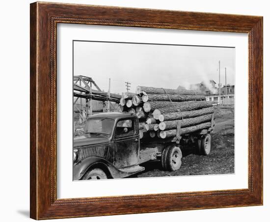 Logging Truck at Sawmill-R. Mattoon-Framed Photographic Print