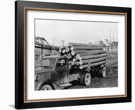 Logging Truck at Sawmill-R. Mattoon-Framed Photographic Print