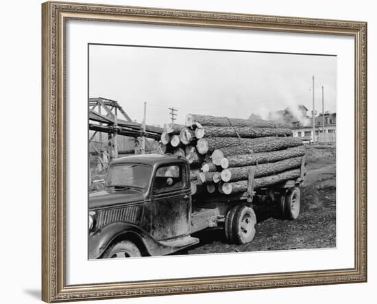 Logging Truck at Sawmill-R. Mattoon-Framed Photographic Print