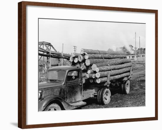 Logging Truck at Sawmill-R. Mattoon-Framed Photographic Print