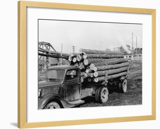 Logging Truck at Sawmill-R. Mattoon-Framed Photographic Print