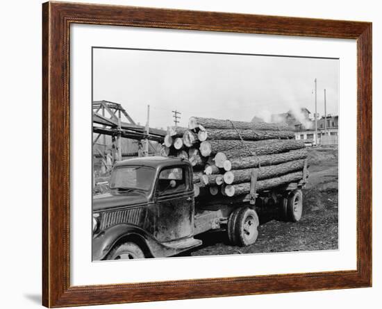 Logging Truck at Sawmill-R. Mattoon-Framed Photographic Print