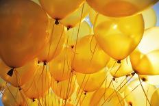 Bright Yellow Balloons Backlit in Sky Background-logoboom-Photographic Print