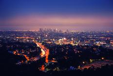 Dramatic Full Moon over Los Angeles Skyline at Night.-logoboom-Photographic Print