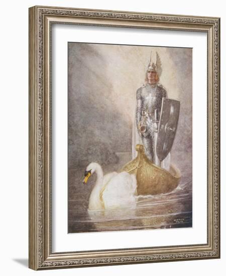 Lohengrin Arrives in a Boat Drawn by Elsa's Brother Godfrey-Norman Price-Framed Photographic Print