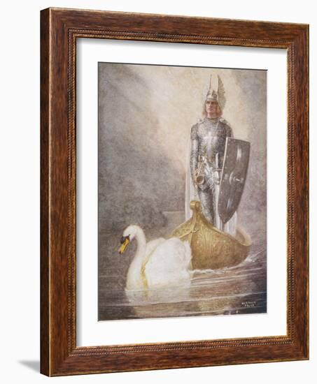 Lohengrin Arrives in a Boat Drawn by Elsa's Brother Godfrey-Norman Price-Framed Photographic Print