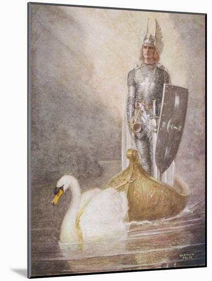 Lohengrin Arrives in a Boat Drawn by Elsa's Brother Godfrey-Norman Price-Mounted Photographic Print