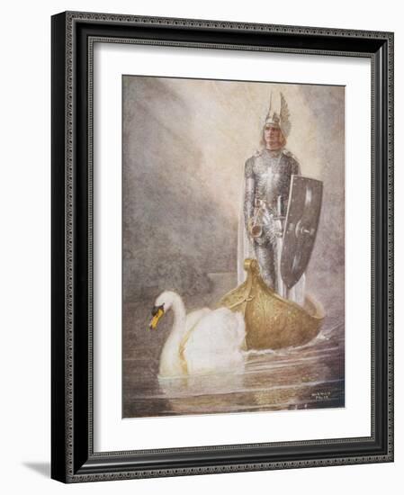 Lohengrin Arrives in a Boat Drawn by Elsa's Brother Godfrey-Norman Price-Framed Photographic Print