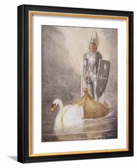 Lohengrin Arrives in a Boat Drawn by Elsa's Brother Godfrey-Norman Price-Framed Photographic Print