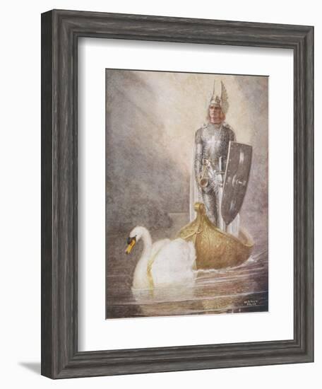 Lohengrin Arrives in a Boat Drawn by Elsa's Brother Godfrey-Norman Price-Framed Photographic Print