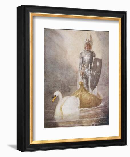 Lohengrin Arrives in a Boat Drawn by Elsa's Brother Godfrey-Norman Price-Framed Photographic Print