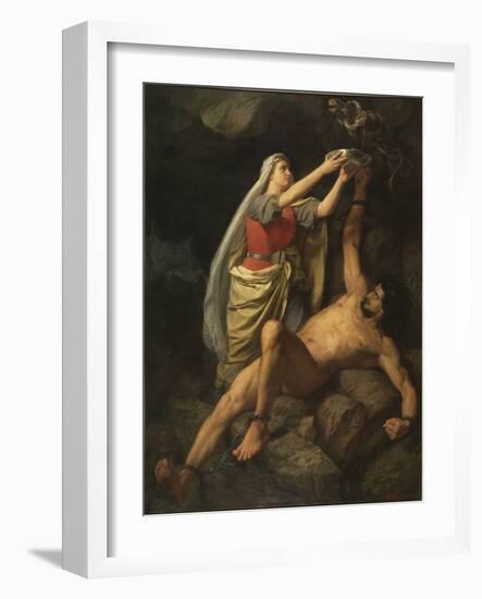 Loki Et Sigyn - Loki and Sigyn, by Winge, Marten Eskil (1825-1896). Oil on Canvas, 1863. Dimension-Marten Eskil Winge-Framed Giclee Print