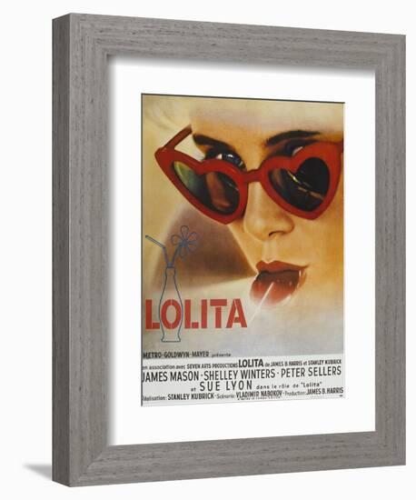 Lolita, Sue Lyon, French Poster Art, 1962-null-Framed Premium Giclee Print