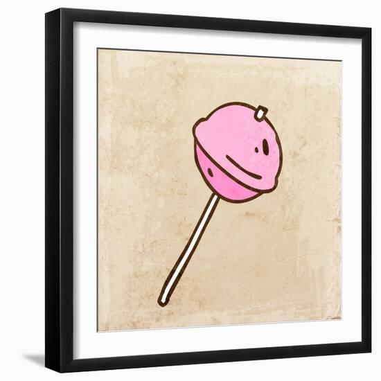 Lollipop Sweet Candy. Cute Hand Drawn, Vintage Paper Texture-Ozerina Anna-Framed Art Print