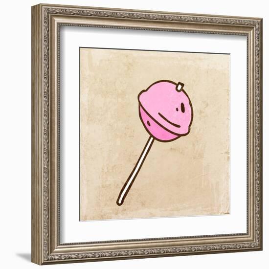 Lollipop Sweet Candy. Cute Hand Drawn, Vintage Paper Texture-Ozerina Anna-Framed Art Print