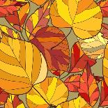 Vector Seamless Background with Autumn Leaves-lolya1988-Framed Art Print