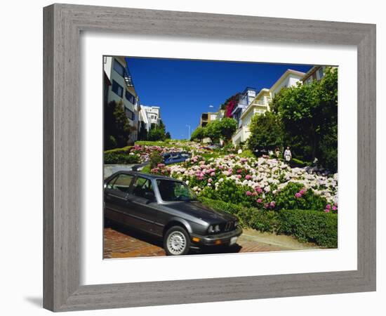 Lombard Street the Crookedest Street in the World, San Franscisco, Califonia, USA-Fraser Hall-Framed Photographic Print