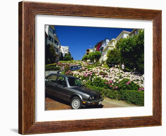 Lombard Street the Crookedest Street in the World, San Franscisco, Califonia, USA-Fraser Hall-Framed Photographic Print