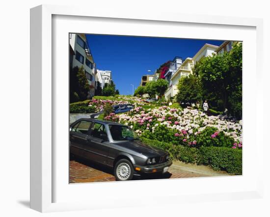Lombard Street the Crookedest Street in the World, San Franscisco, Califonia, USA-Fraser Hall-Framed Photographic Print