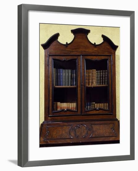 Lombard Trumeau Cabinet with Walnut Root Veneer Finish, Restored Drop Leaf, Italy, Detail-null-Framed Giclee Print