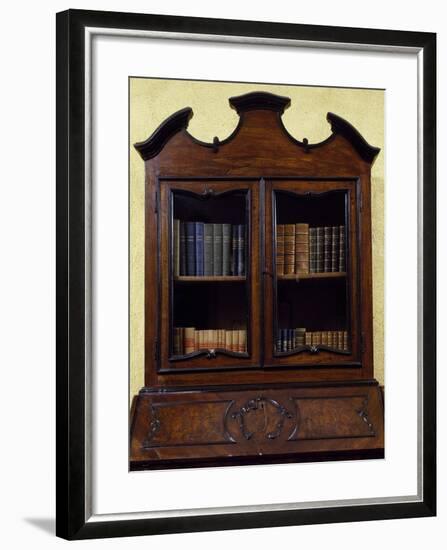 Lombard Trumeau Cabinet with Walnut Root Veneer Finish, Restored Drop Leaf, Italy, Detail-null-Framed Giclee Print