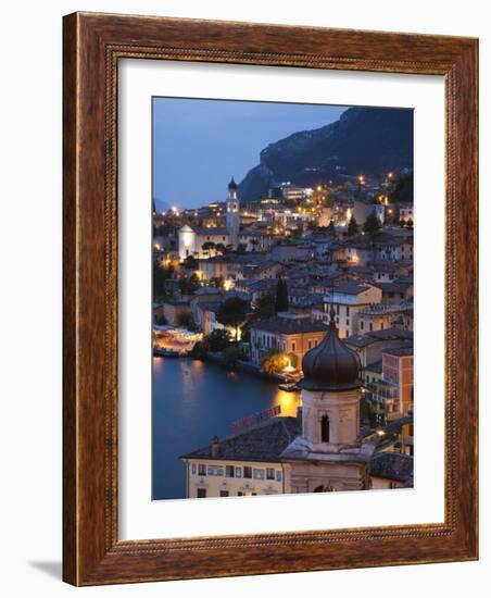 Lombardy, Lake District, Lake Garda, Limone Sul Garda, Aerial Town View, Italy-Walter Bibikow-Framed Photographic Print