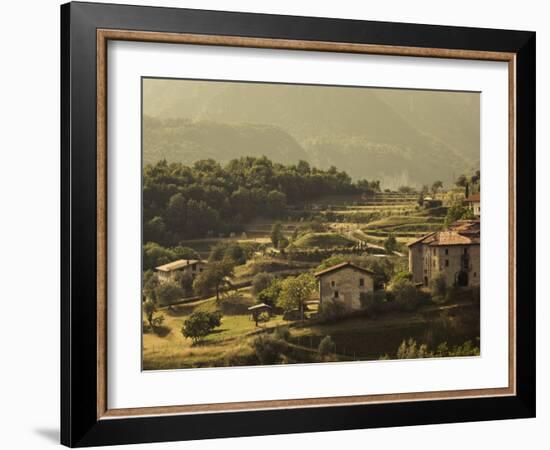 Lombardy, Lake District, Lake Garda, Tremosine Plateau, Mountain Landscape by Cadignano, Italy-Walter Bibikow-Framed Photographic Print