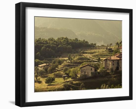 Lombardy, Lake District, Lake Garda, Tremosine Plateau, Mountain Landscape by Cadignano, Italy-Walter Bibikow-Framed Photographic Print