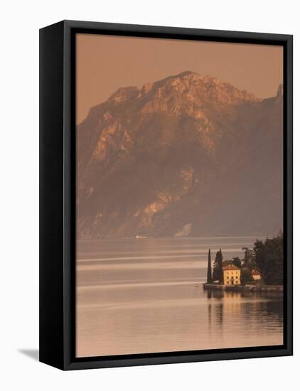 Lombardy, Lakes Region, Lake Como-Lake Lecco, Oliveto, Villa and Mountains, Italy-Walter Bibikow-Framed Premier Image Canvas